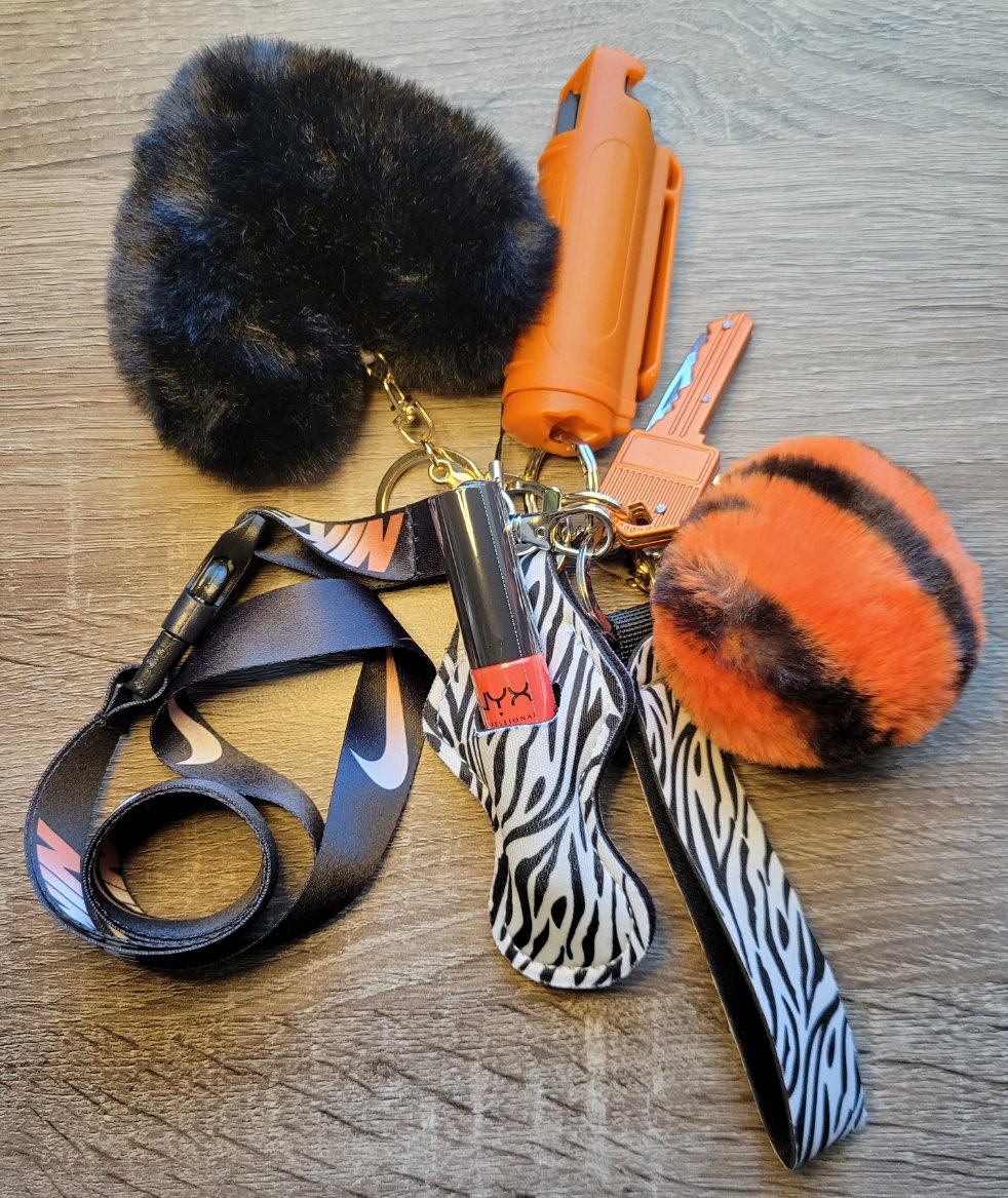 Orange Tiger Kitty Safety Keychain
