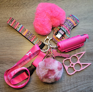 Hot Pink Kitty Safety Keychain