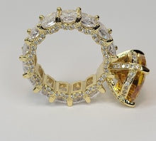 Load image into Gallery viewer, Princess Cut Yellow White Quartz Engagement Diamond Baguette Gold Ring CZ Band Hip Hop Jewelry Gift for her Women Accessories