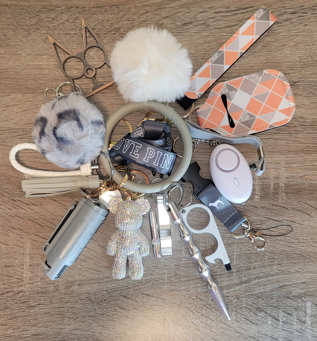 Grey Blush Teddy Bear Keychain