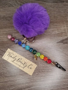 Trendy Atm Credit Card Clip Grabber Holder Keychain Long Nail Tool Bracelet helper buddy pom gag gift for her rainbow Easter Graduation 