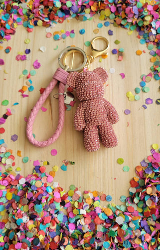 Keychains Teddy Glitter Rhinestones Gift for her Easter Add on Safety Keychains Glitter Graduation 
