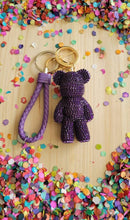 Load image into Gallery viewer, Keychains Teddy Glitter Rhinestones Gift for her Easter Add on Safety Keychains Glitter Graduation 